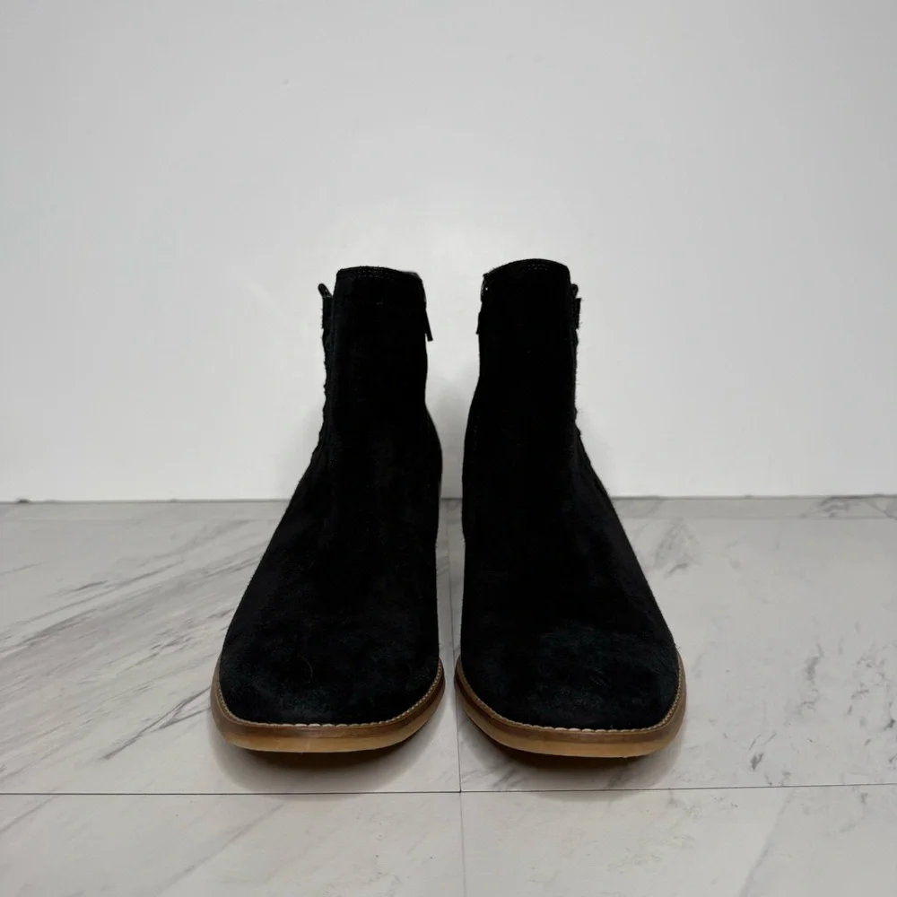 Paul Green Vienna Black Suede Stacked Heel Bootie 6 / 8.5
